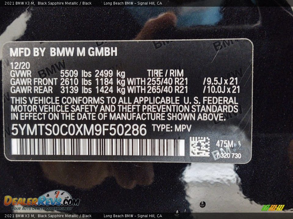2021 BMW X3 M Black Sapphire Metallic / Black Photo #25