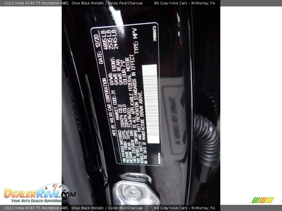 2021 Volvo XC40 T5 Inscription AWD Onyx Black Metallic / Oxide Red/Charcoal Photo #11