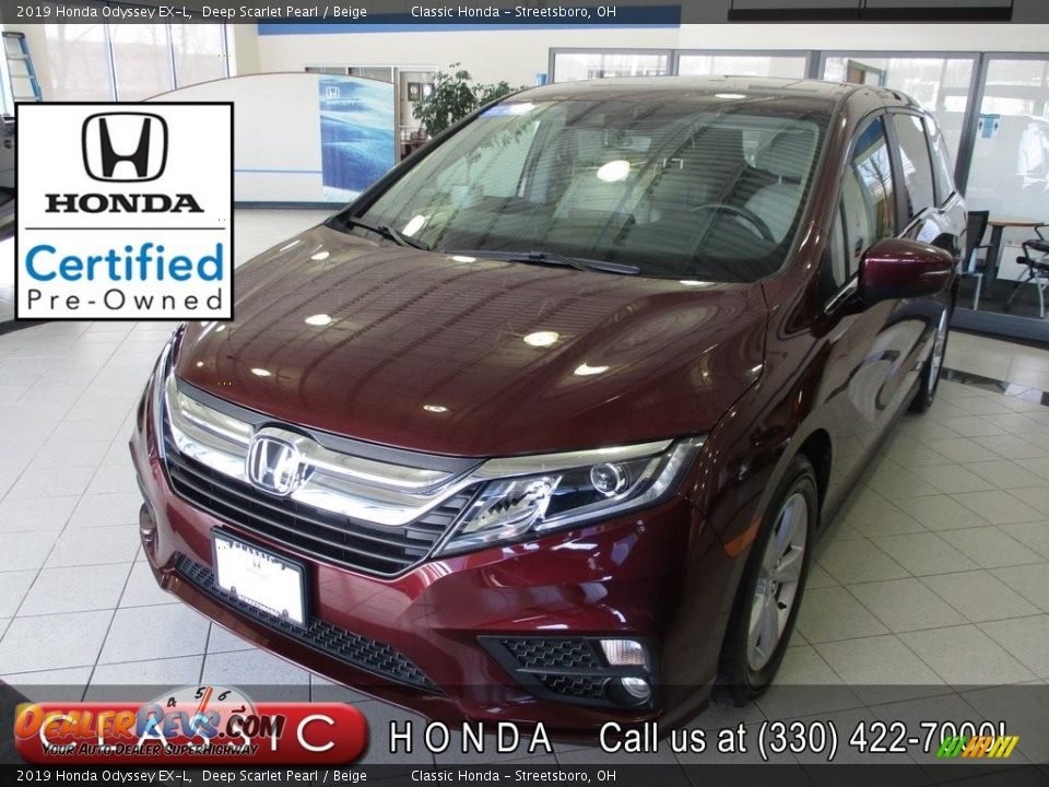 2019 Honda Odyssey EX-L Deep Scarlet Pearl / Beige Photo #1