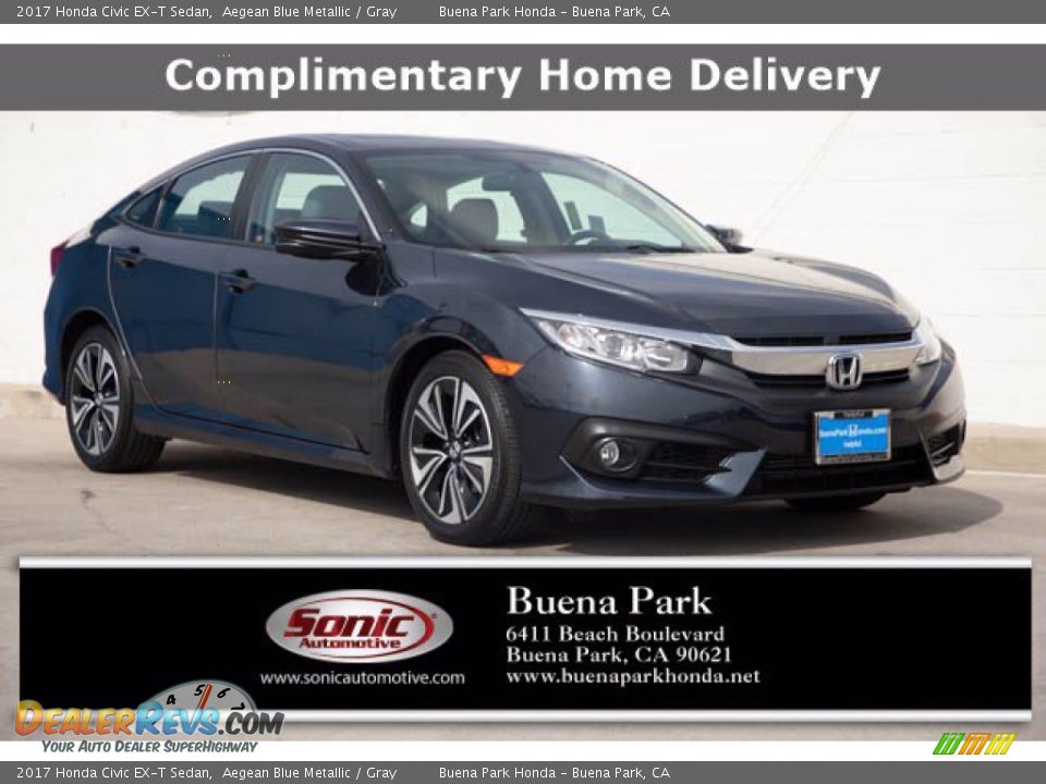 2017 Honda Civic EX-T Sedan Aegean Blue Metallic / Gray Photo #1