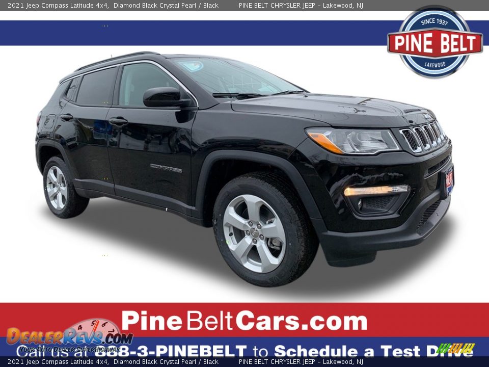 2021 Jeep Compass Latitude 4x4 Diamond Black Crystal Pearl / Black Photo #1