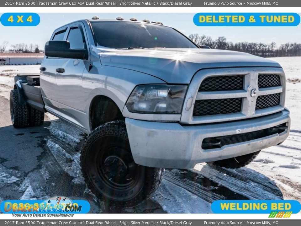 2017 Ram 3500 Tradesman Crew Cab 4x4 Dual Rear Wheel Bright Silver Metallic / Black/Diesel Gray Photo #1