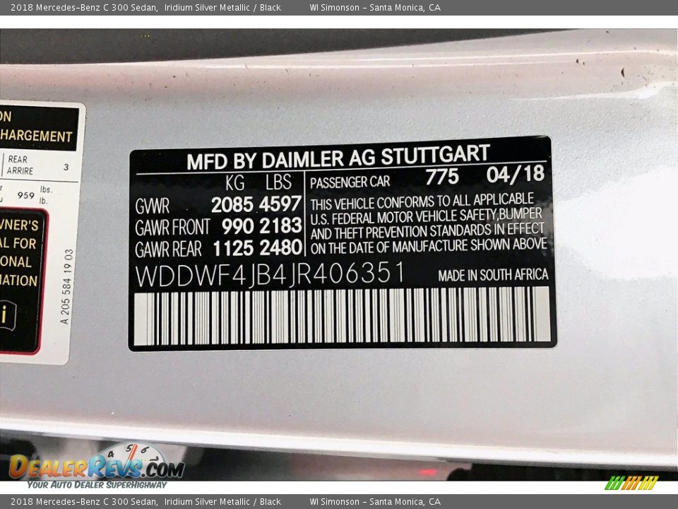 2018 Mercedes-Benz C 300 Sedan Iridium Silver Metallic / Black Photo #33