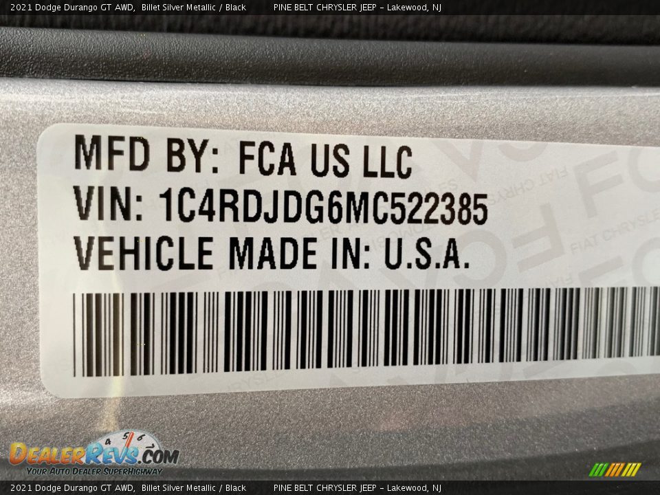 2021 Dodge Durango GT AWD Billet Silver Metallic / Black Photo #14