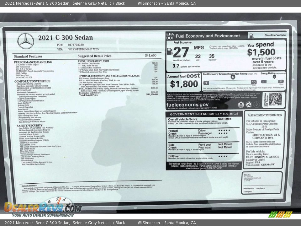 2021 Mercedes-Benz C 300 Sedan Selenite Gray Metallic / Black Photo #11