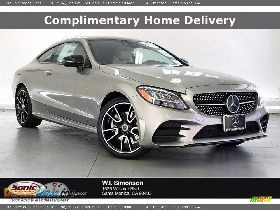 2021 Mercedes-Benz C 300 Coupe Mojave Silver Metallic / Porcelain/Black Photo #1