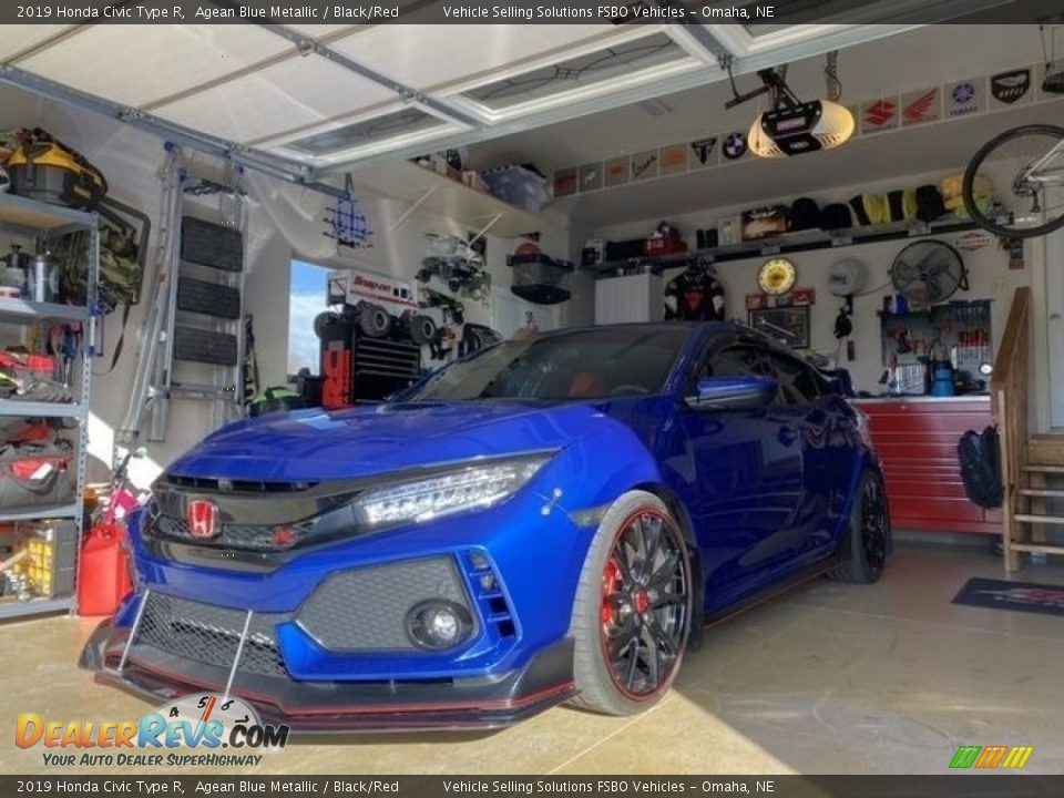 2019 Honda Civic Type R Agean Blue Metallic / Black/Red Photo #13