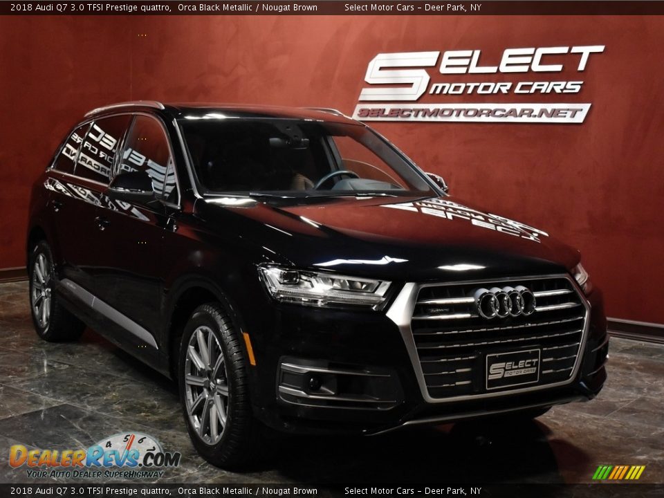 2018 Audi Q7 3.0 TFSI Prestige quattro Orca Black Metallic / Nougat Brown Photo #3