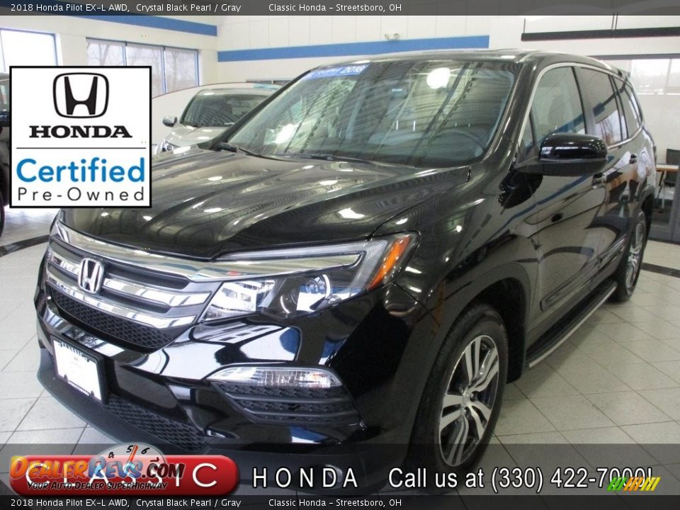 2018 Honda Pilot EX-L AWD Crystal Black Pearl / Gray Photo #1