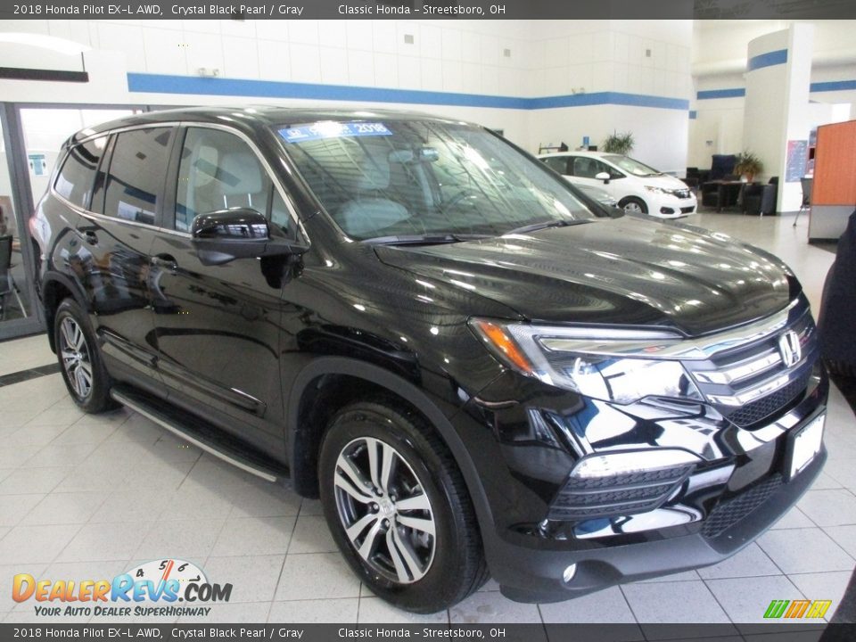 2018 Honda Pilot EX-L AWD Crystal Black Pearl / Gray Photo #3