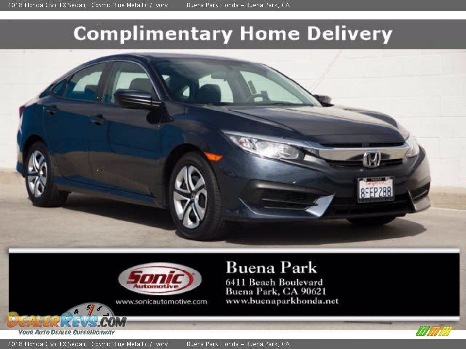 2018 Honda Civic LX Sedan Cosmic Blue Metallic / Ivory Photo #1