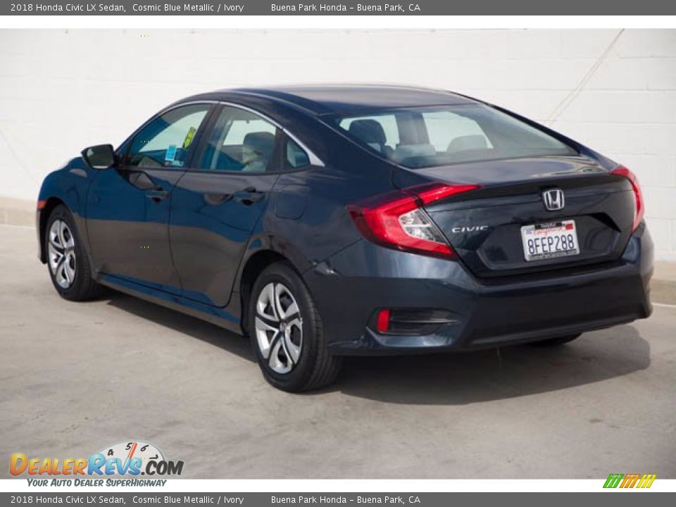2018 Honda Civic LX Sedan Cosmic Blue Metallic / Ivory Photo #2