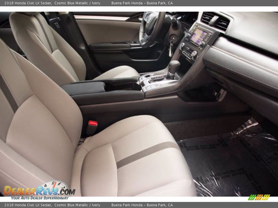 2018 Honda Civic LX Sedan Cosmic Blue Metallic / Ivory Photo #24
