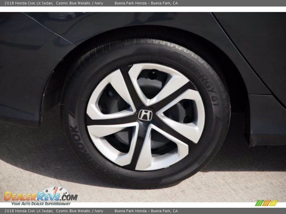 2018 Honda Civic LX Sedan Cosmic Blue Metallic / Ivory Photo #35