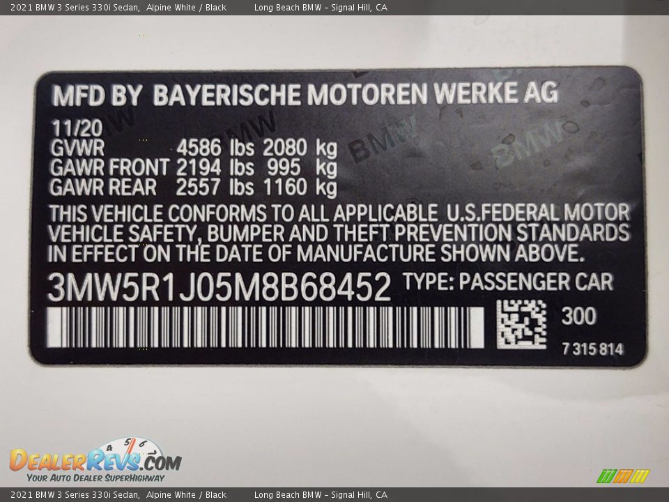 2021 BMW 3 Series 330i Sedan Alpine White / Black Photo #19