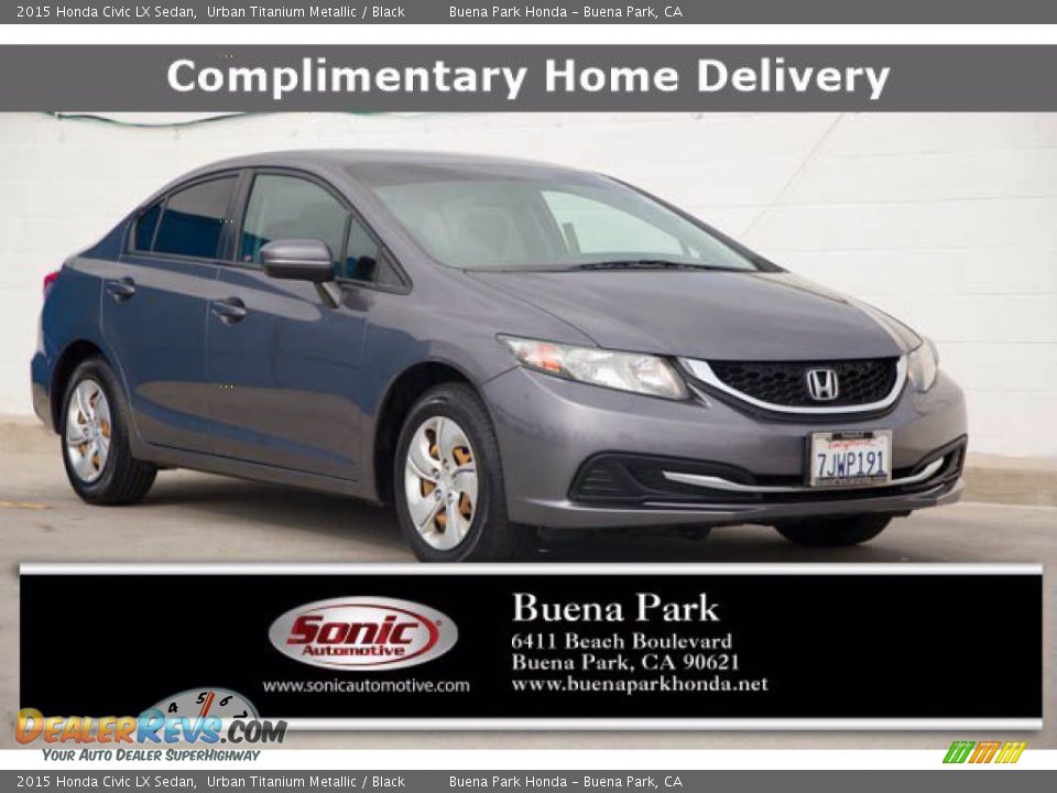 2015 Honda Civic LX Sedan Urban Titanium Metallic / Black Photo #1