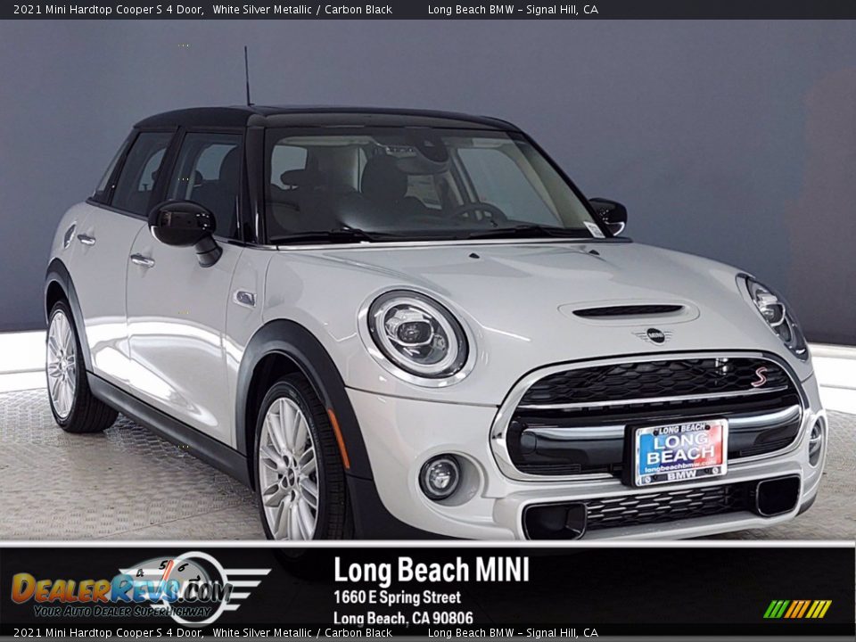 2021 Mini Hardtop Cooper S 4 Door White Silver Metallic / Carbon Black Photo #1