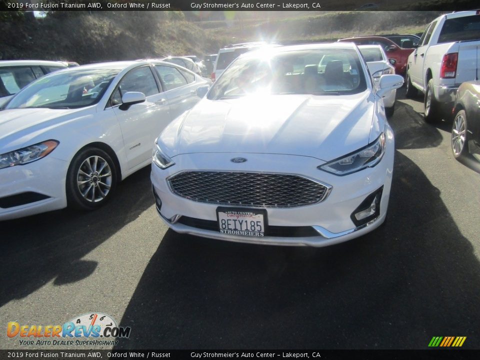 2019 Ford Fusion Titanium AWD Oxford White / Russet Photo #2