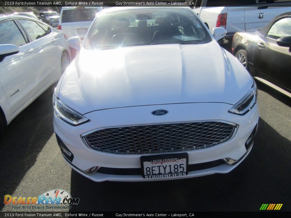 2019 Ford Fusion Titanium AWD Oxford White / Russet Photo #4