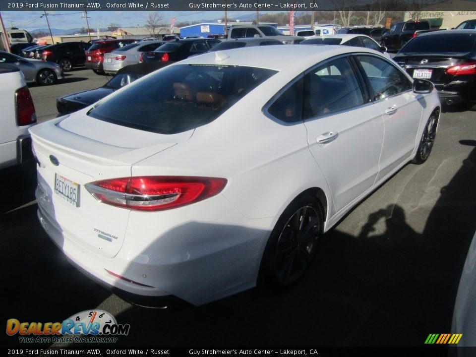 2019 Ford Fusion Titanium AWD Oxford White / Russet Photo #7