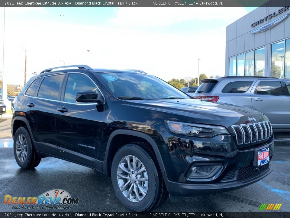 2021 Jeep Cherokee Latitude Lux 4x4 Diamond Black Crystal Pearl / Black Photo #1