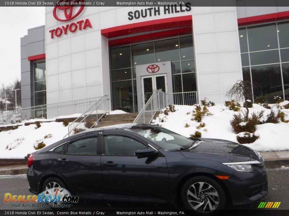 2018 Honda Civic EX Sedan Cosmic Blue Metallic / Gray Photo #2