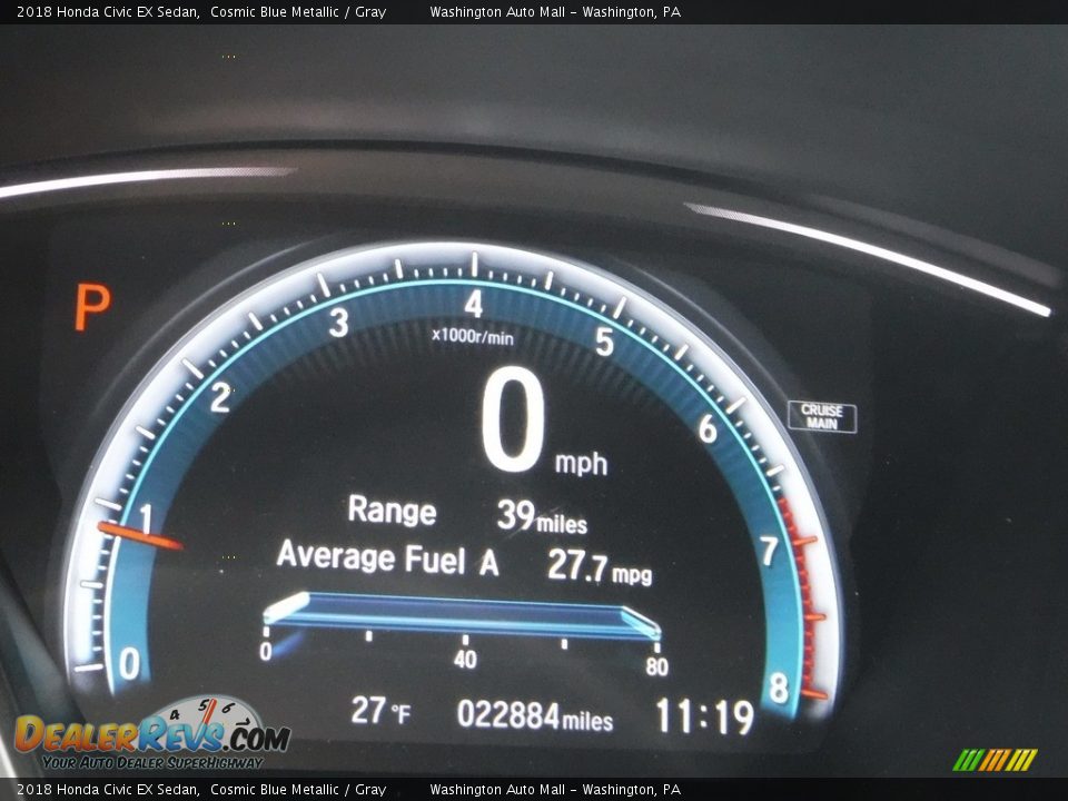 2018 Honda Civic EX Sedan Cosmic Blue Metallic / Gray Photo #27