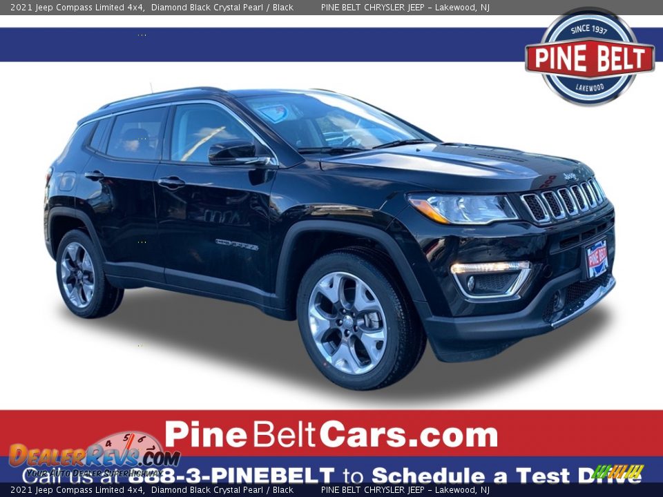 2021 Jeep Compass Limited 4x4 Diamond Black Crystal Pearl / Black Photo #1