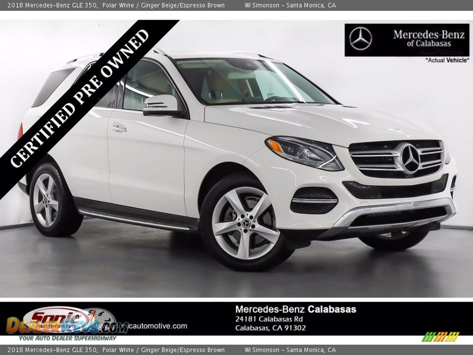 2018 Mercedes-Benz GLE 350 Polar White / Ginger Beige/Espresso Brown Photo #1