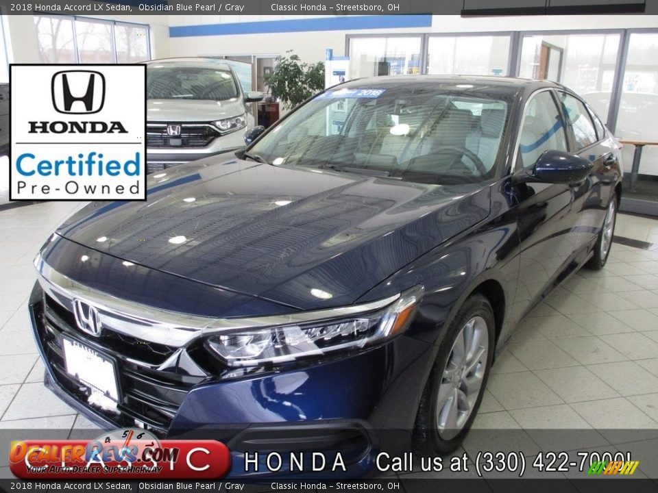 2018 Honda Accord LX Sedan Obsidian Blue Pearl / Gray Photo #1