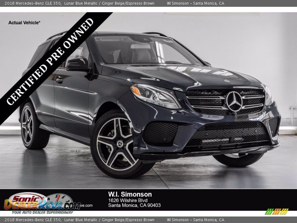 2018 Mercedes-Benz GLE 350 Lunar Blue Metallic / Ginger Beige/Espresso Brown Photo #1