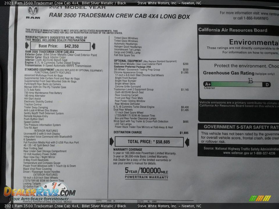 2021 Ram 3500 Tradesman Crew Cab 4x4 Billet Silver Metallic / Black Photo #26