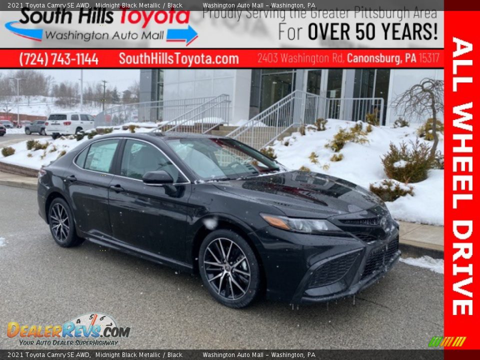 2021 Toyota Camry SE AWD Midnight Black Metallic / Black Photo #1