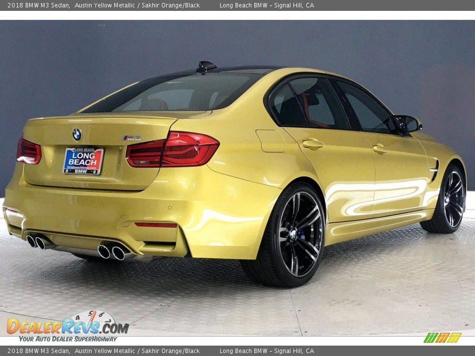 2018 BMW M3 Sedan Austin Yellow Metallic / Sakhir Orange/Black Photo #13