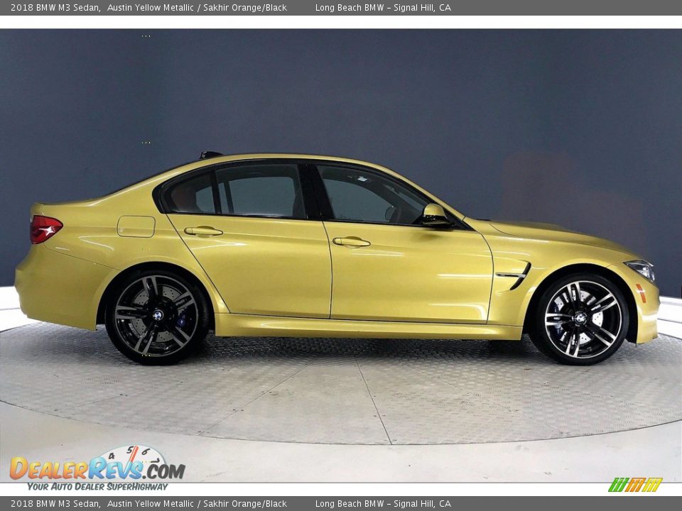 2018 BMW M3 Sedan Austin Yellow Metallic / Sakhir Orange/Black Photo #14