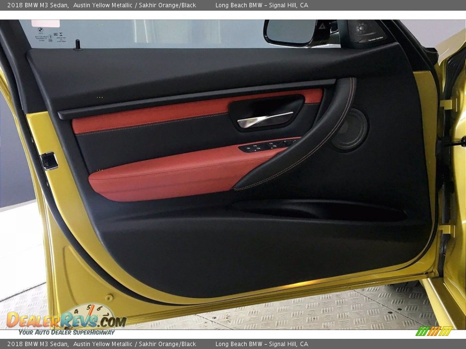 2018 BMW M3 Sedan Austin Yellow Metallic / Sakhir Orange/Black Photo #23