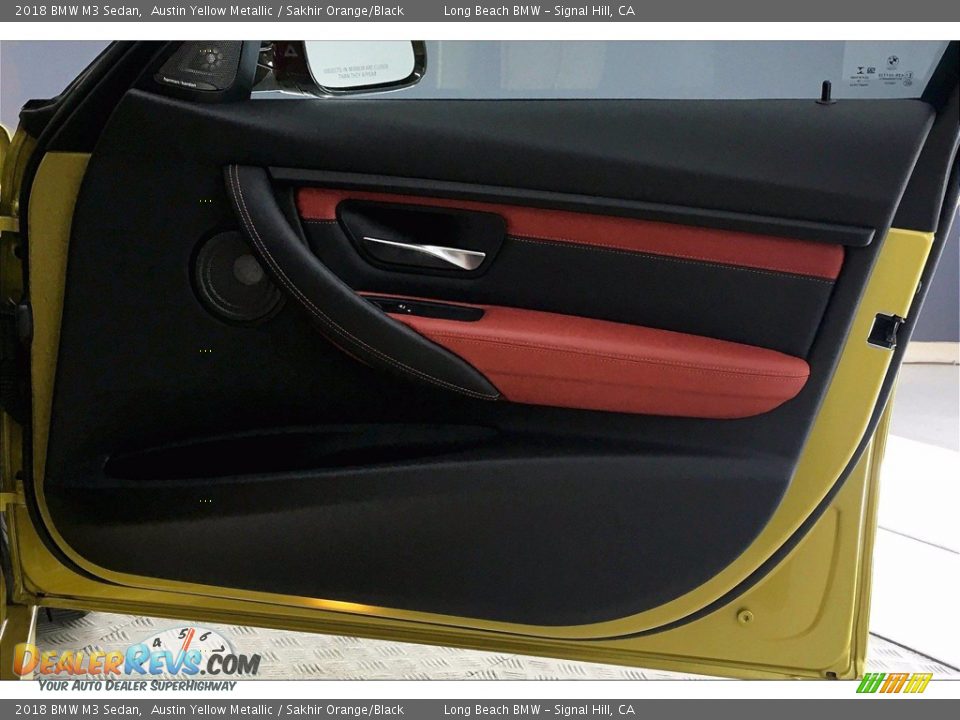 2018 BMW M3 Sedan Austin Yellow Metallic / Sakhir Orange/Black Photo #24