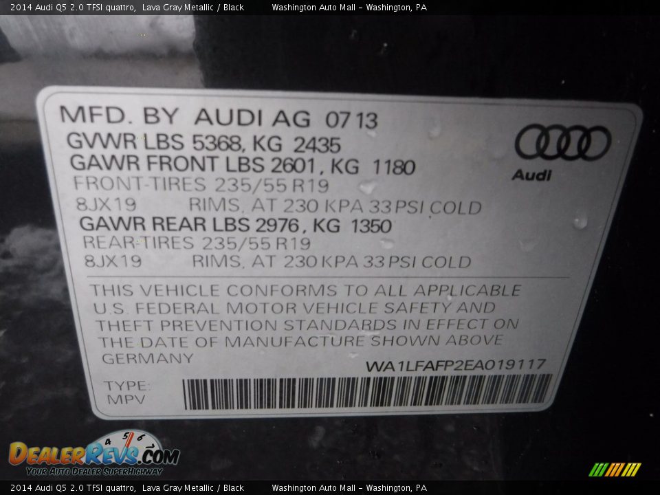 2014 Audi Q5 2.0 TFSI quattro Lava Gray Metallic / Black Photo #27