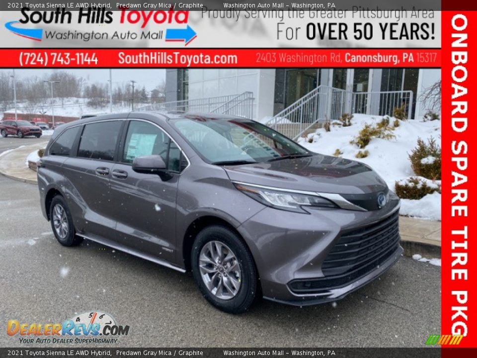 2021 Toyota Sienna LE AWD Hybrid Predawn Gray Mica / Graphite Photo #1