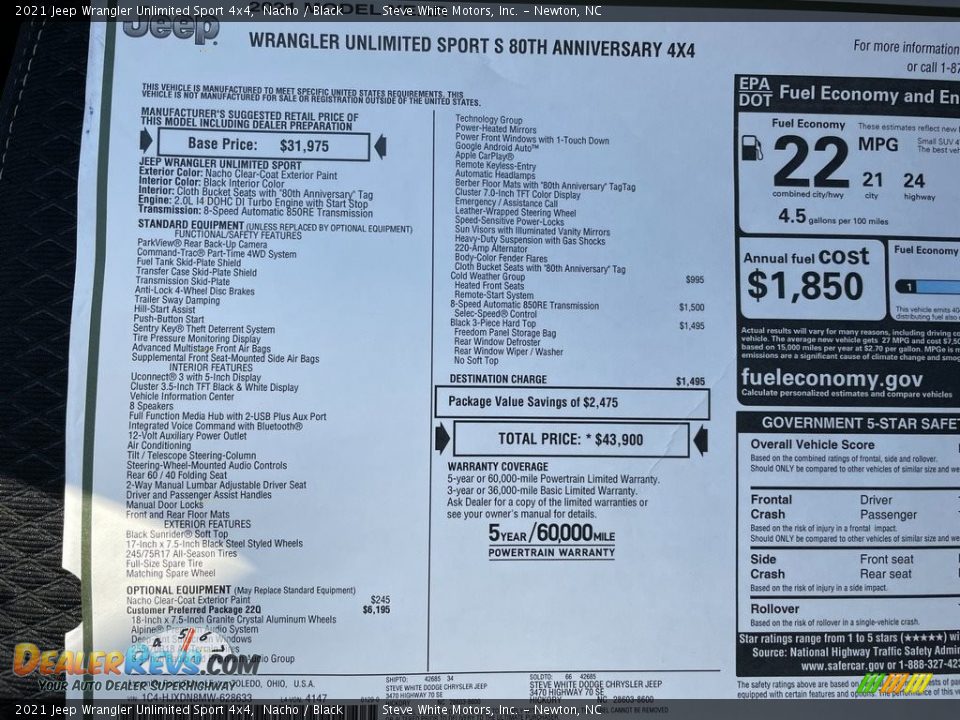 2021 Jeep Wrangler Unlimited Sport 4x4 Nacho / Black Photo #30