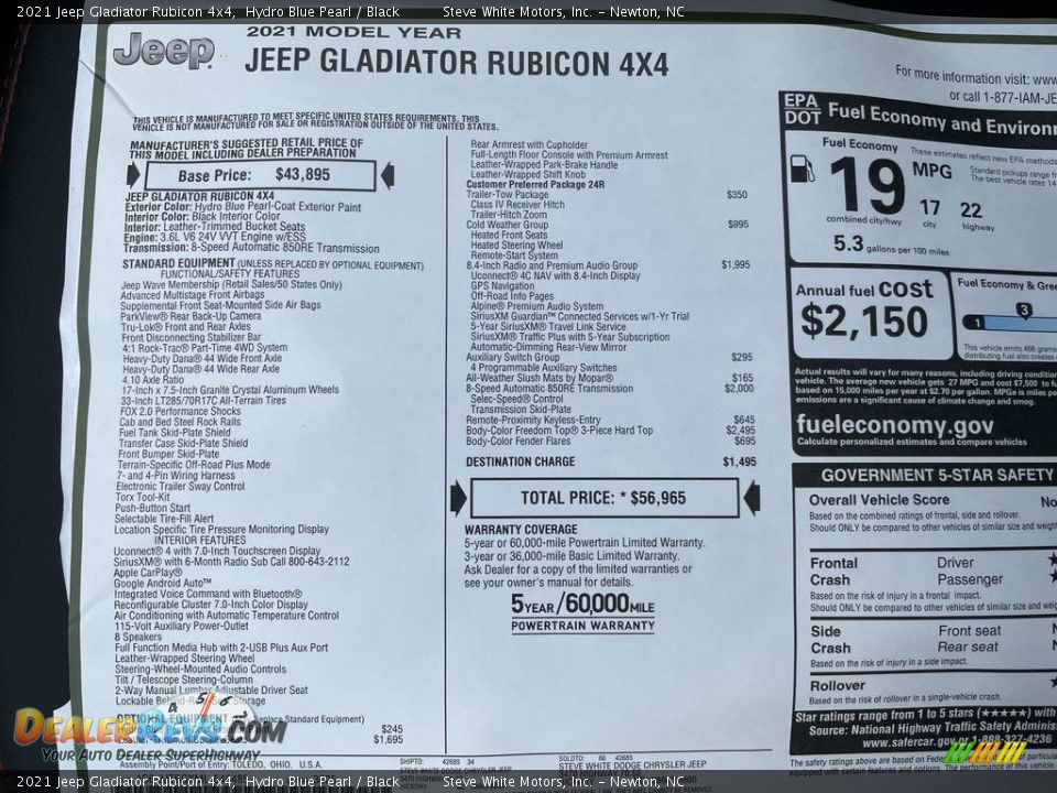 2021 Jeep Gladiator Rubicon 4x4 Hydro Blue Pearl / Black Photo #30