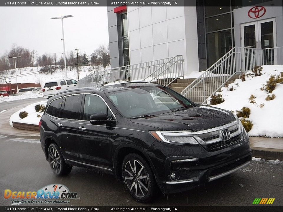 2019 Honda Pilot Elite AWD Crystal Black Pearl / Gray Photo #1