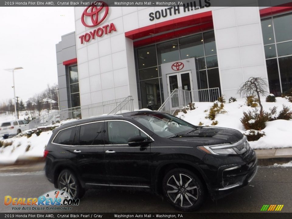 2019 Honda Pilot Elite AWD Crystal Black Pearl / Gray Photo #2