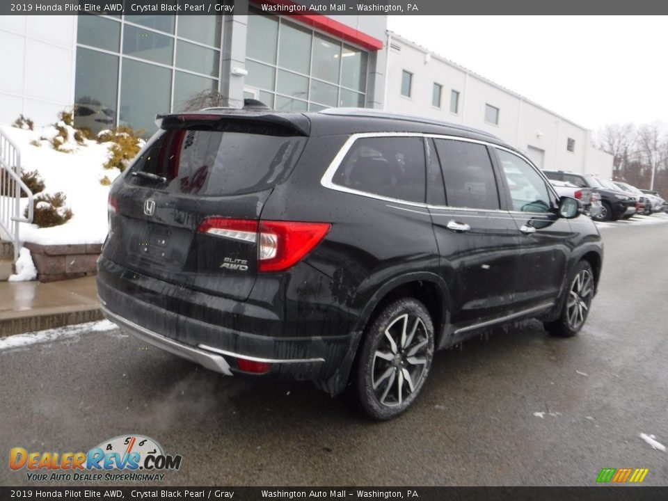 2019 Honda Pilot Elite AWD Crystal Black Pearl / Gray Photo #7