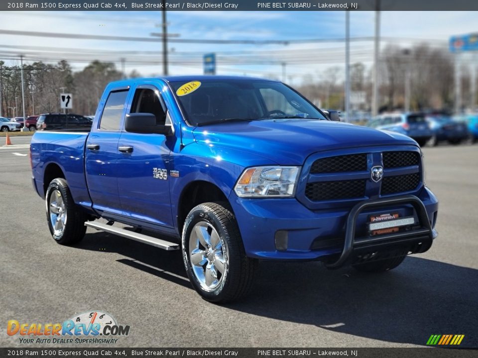 2018 Ram 1500 Express Quad Cab 4x4 Blue Streak Pearl / Black/Diesel Gray Photo #1