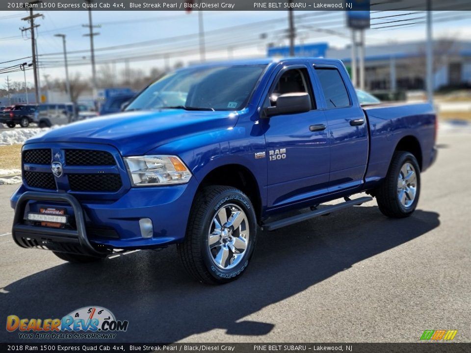 2018 Ram 1500 Express Quad Cab 4x4 Blue Streak Pearl / Black/Diesel Gray Photo #15