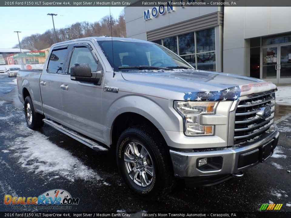 2016 Ford F150 XLT SuperCrew 4x4 Ingot Silver / Medium Earth Gray Photo #8