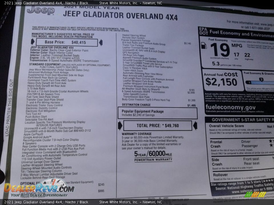 2021 Jeep Gladiator Overland 4x4 Nacho / Black Photo #30