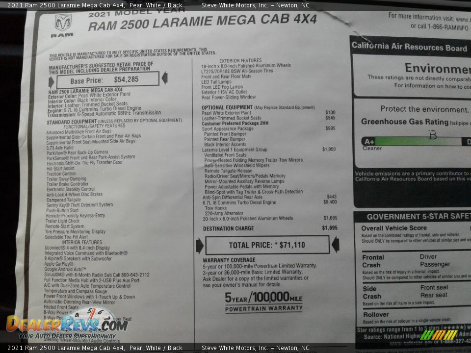 2021 Ram 2500 Laramie Mega Cab 4x4 Pearl White / Black Photo #32