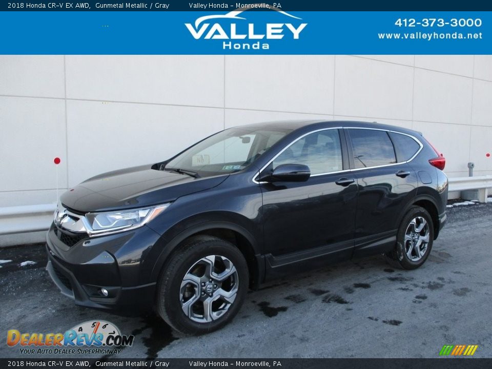 2018 Honda CR-V EX AWD Gunmetal Metallic / Gray Photo #1